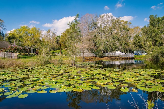 surrounding community featuring a water view