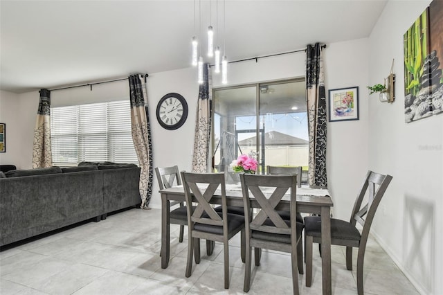 dining area with baseboards and a wealth of natural light