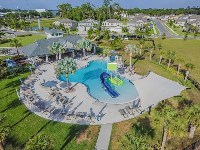 bird's eye view with a residential view