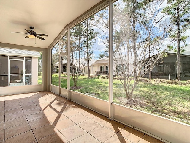 5351 Lookout Pass, Wesley Chapel, FL 33544 - unfurnished sunroom with a ceiling fan