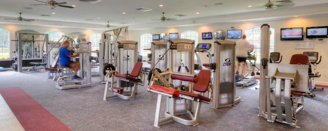 5351 Lookout Pass, Wesley Chapel, FL 33544 - exercise room featuring visible vents and a ceiling fan