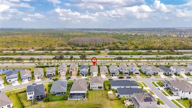 aerial view with a residential view