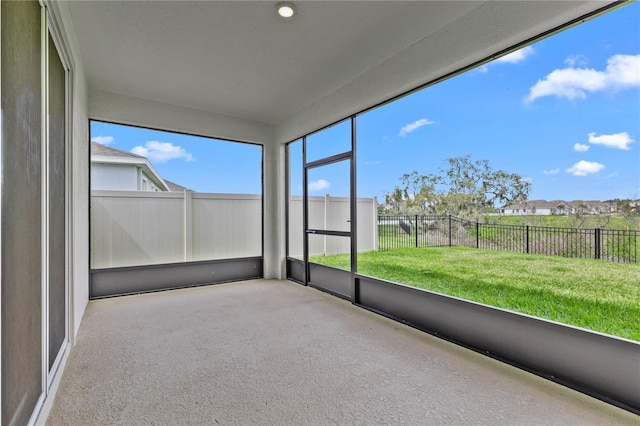 view of unfurnished sunroom