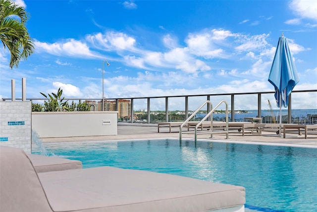 pool with a patio