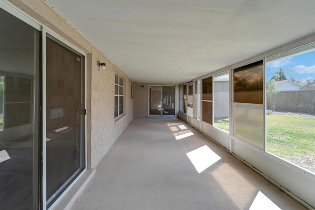 view of unfurnished sunroom