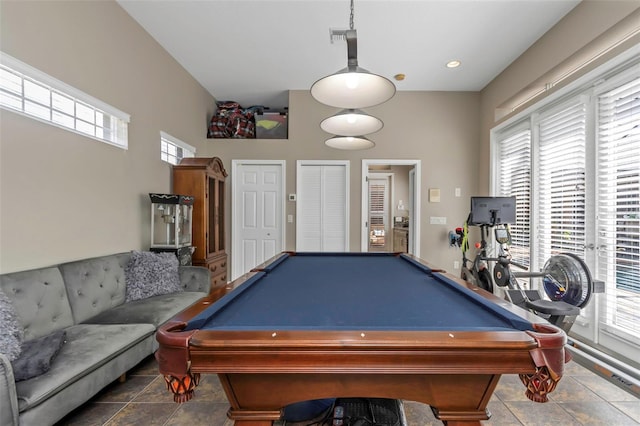 playroom with billiards and a wealth of natural light