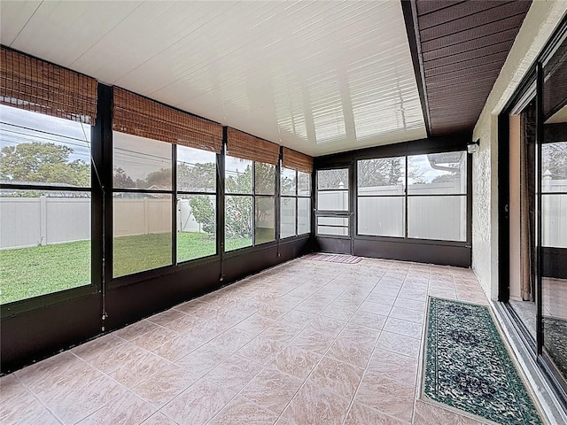 view of unfurnished sunroom