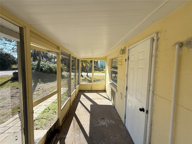 view of unfurnished sunroom