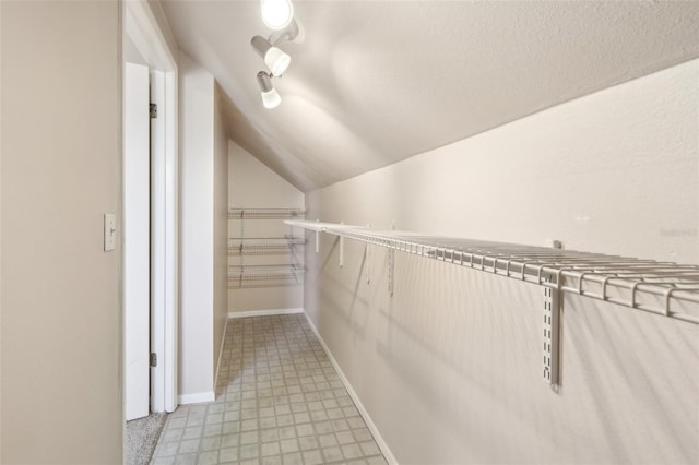 spacious closet with vaulted ceiling