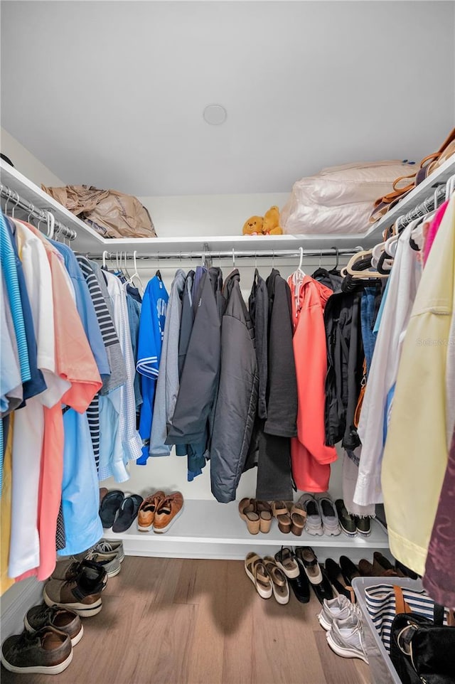 spacious closet with wood finished floors