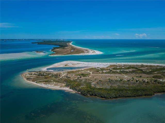 aerial view featuring a beach view and a water view