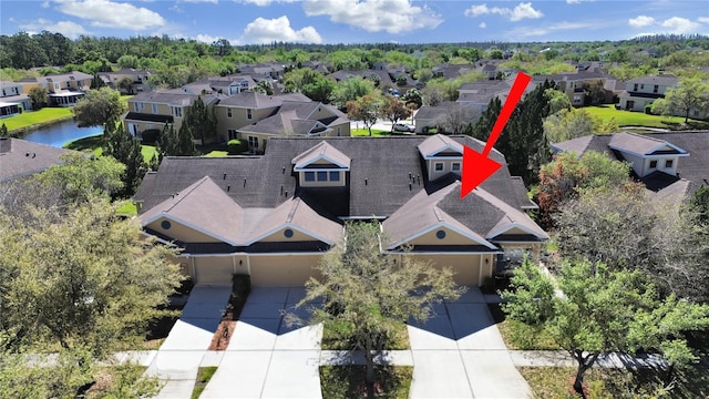 aerial view with a residential view