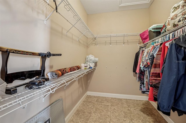 spacious closet with attic access