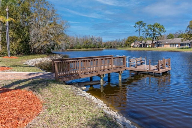 view of dock featuring a water view