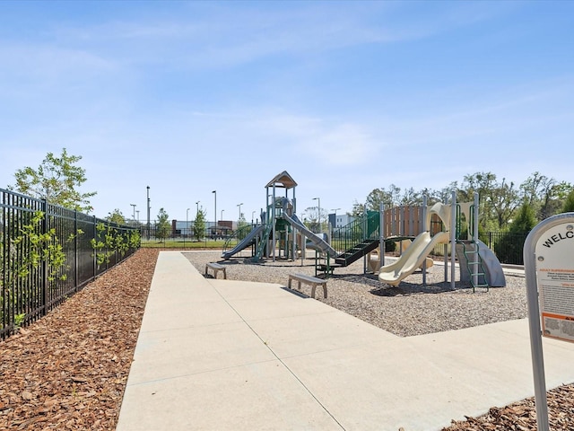 community jungle gym with fence