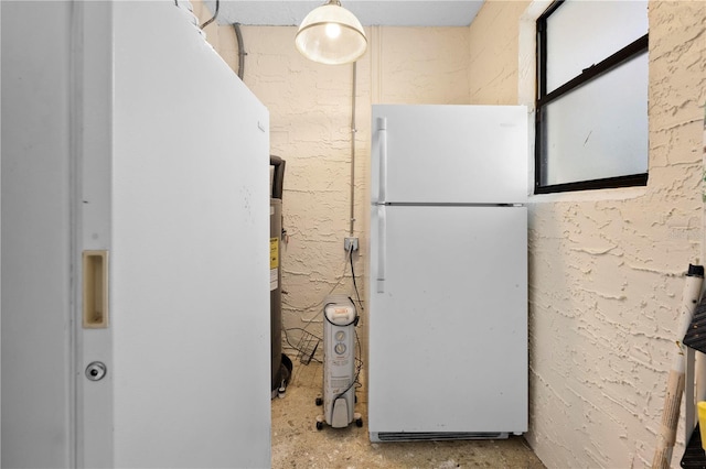 bathroom with unfinished concrete flooring