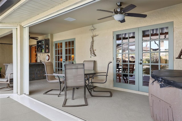 3416 Fairfield Trl, Clearwater, FL 33761 - view of patio with outdoor dining area, a ceiling fan, and french doors