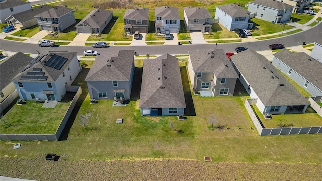 birds eye view of property with a residential view