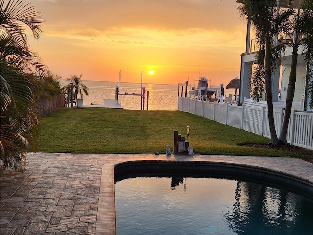 5241 W Shore Dr, New Port Richey, FL 34652 - pool at dusk with a water view