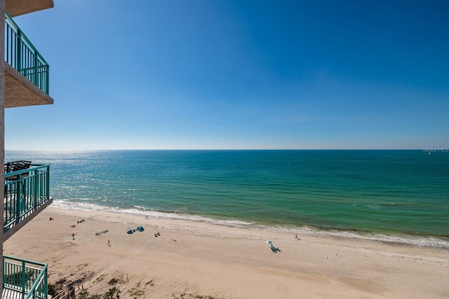 view of water feature with a view of the beach