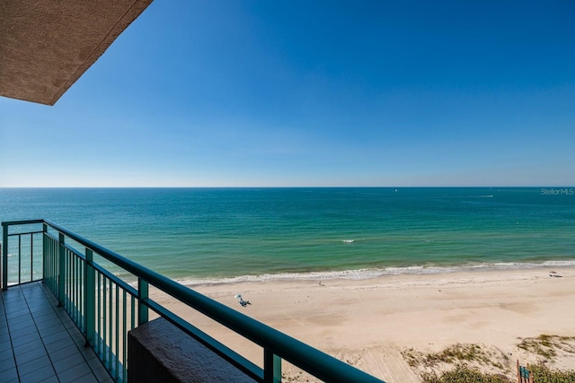 view of water feature with a view of the beach