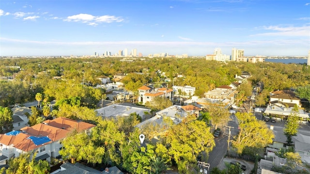 drone / aerial view featuring a city view