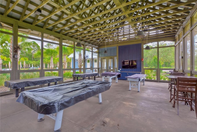 sunroom featuring pool table