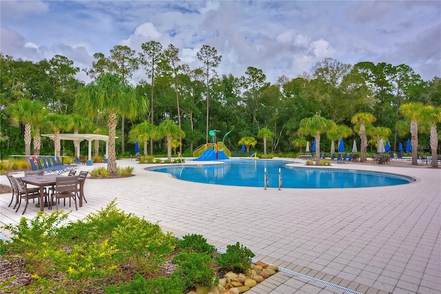 pool featuring a patio area