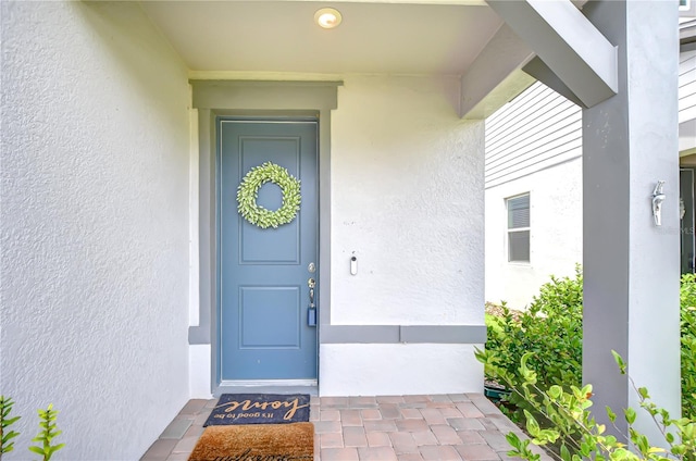 17805 Everlong Dr, Land O Lakes, FL 34638 - doorway to property with stucco siding