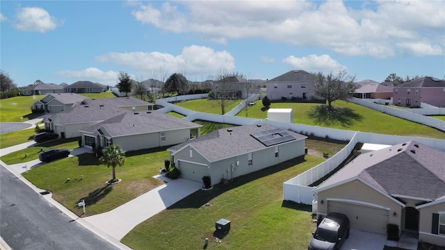 birds eye view of property with a residential view