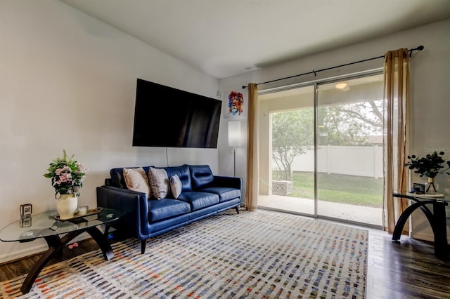 living area with wood finished floors