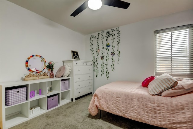 bedroom with carpet floors and ceiling fan