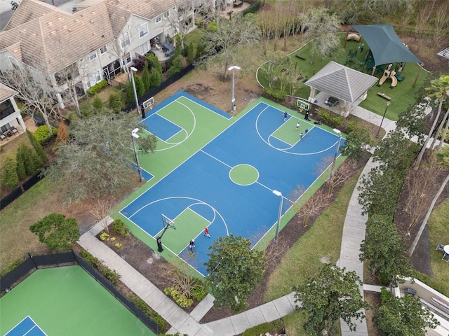 view of basketball court featuring community basketball court and a gazebo