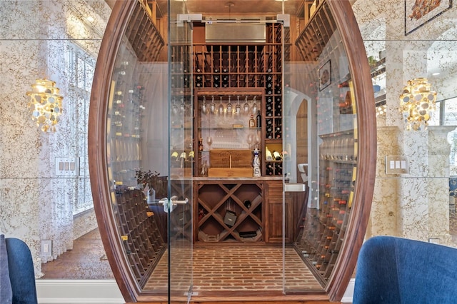 wine cellar featuring tile walls