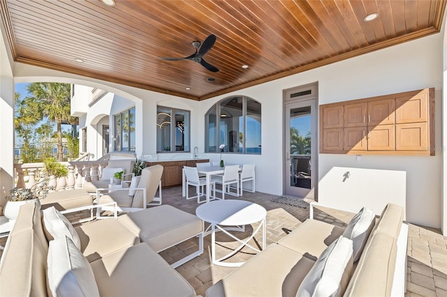 view of patio / terrace featuring an outdoor living space and a ceiling fan