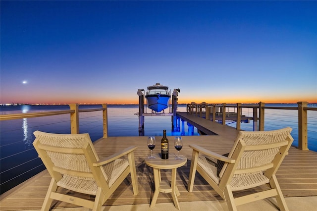 dock area featuring a water view