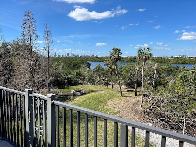 balcony featuring a water view