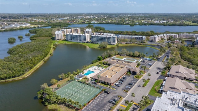 bird's eye view featuring a water view