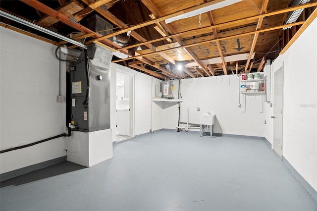 unfinished basement with a sink