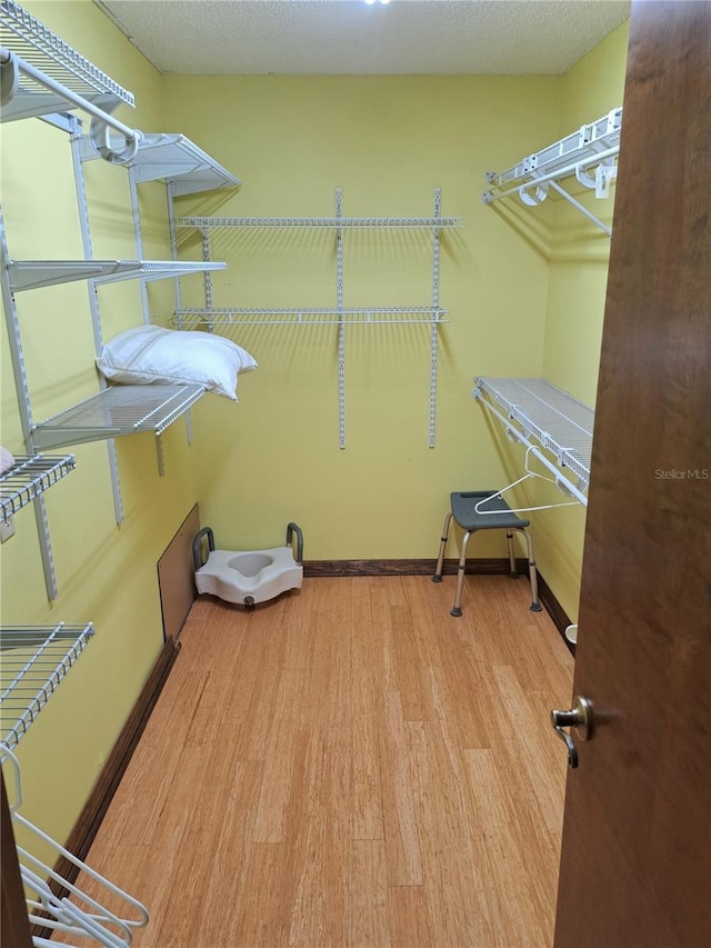 spacious closet with wood finished floors