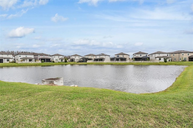 view of water feature with a residential view