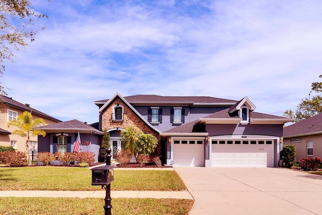 5115 Abisher Wood Ln, Brandon, FL 33511 - view of front of property featuring stucco siding, a garage, concrete driveway, and a front lawn