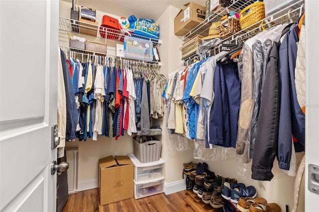 spacious closet with wood finished floors