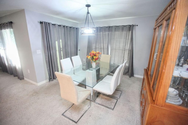 dining room with baseboards and carpet flooring