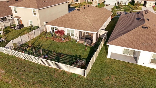 bird's eye view with a residential view