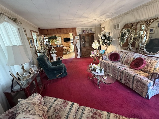 view of carpeted living area