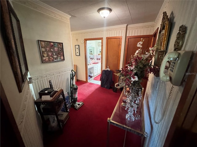 interior space with crown molding