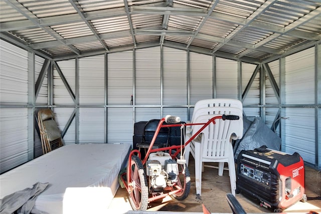 garage featuring metal wall