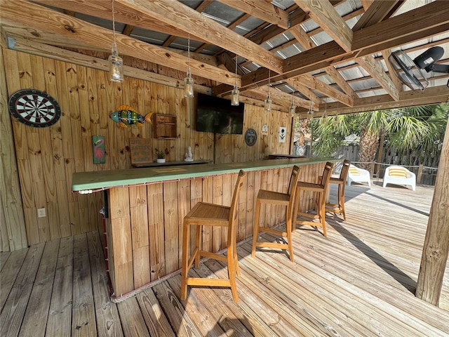 deck featuring outdoor dry bar