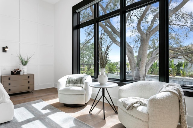 sitting room with wood finished floors